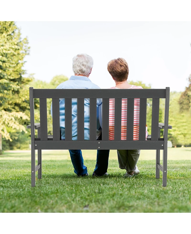 Garden Bench All-Weather Hdpe 2-Person Outdoor for Front Porch Backyard