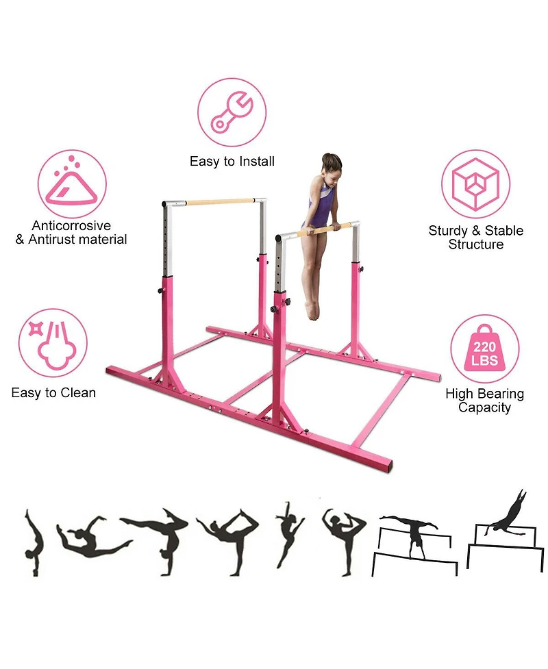 Adjustable Kids Double Horizontal Bars Gymnastic Training Parallel Bars