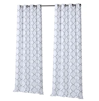 Kate Aurora 2 Pack: Thermal Lined Gray & White Trellis Grommet Blackout Curtains