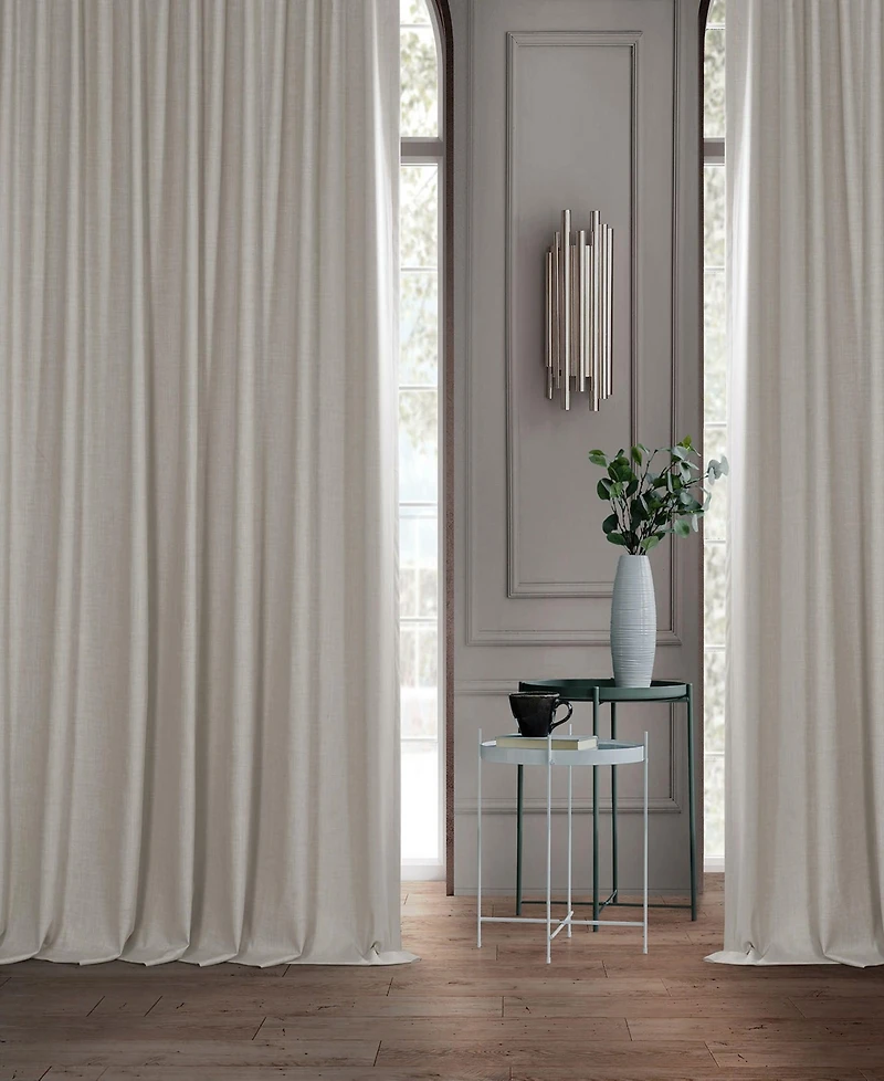 Half Price Drapes Warm White Extra Wide Performance Linen Hotel Blackout Curtain