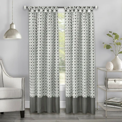 Kate Aurora 2 Pack: Modern Chic Geometric Tab Top Window Curtain Panels