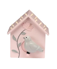 Lambs & Ivy Petals Pink/Gray Birdhouse Table Top Night Light Led Lamp