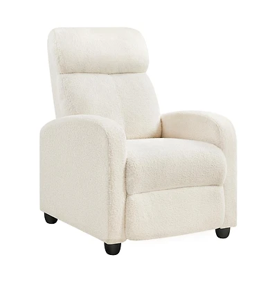 Yaheetech Adjustable Modern Single Boucle Recliner Chair Sofa with Pocket Springs Ivory