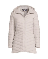 Lands' End Plus Wanderweight Packable Down Hooded Long Jacket