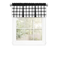Kate Aurora Windowpane Plaid Country Farmhouse Kitchen Curtain Tier & Valance