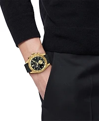 Versace Men's Swiss Chronograph Black Polyurethane Strap Watch 44mm