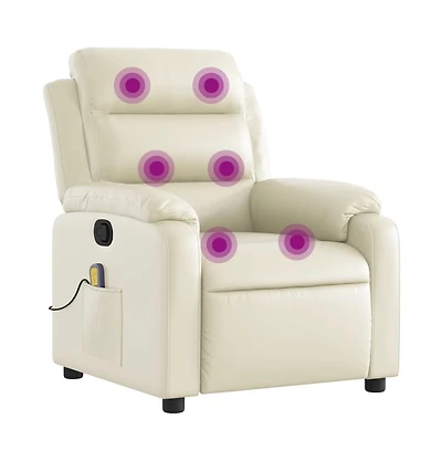vidaXL Massage Recliner Chair Cream Faux Leather
