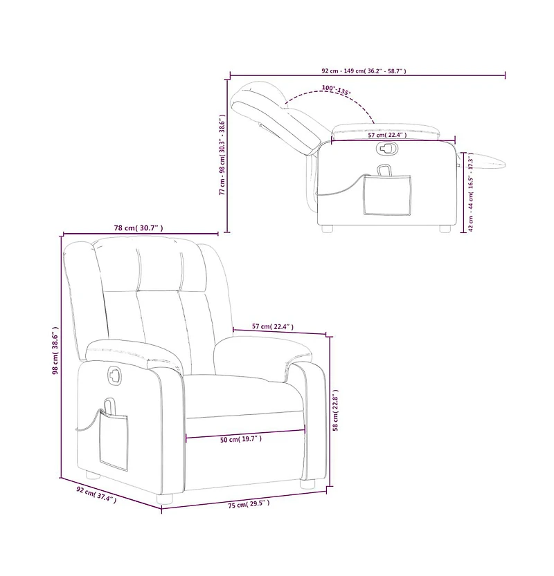 Massage Recliner Chair Cream Faux Leather