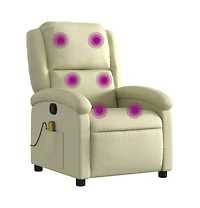 vidaXL Massage Recliner Chair Cream Real Leather