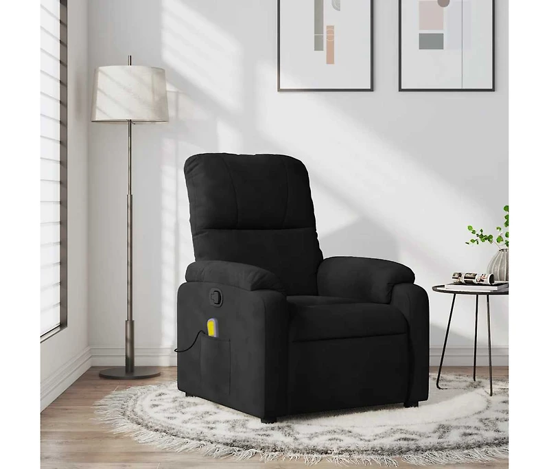 vidaXL Massage Recliner Chair Black Microfiber Fabric