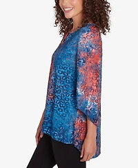 Ruby Rd. Petite Scoop Neck Jacquard Knit Top with Bar Detail