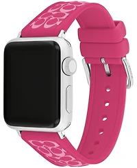 Coach Women's Pink Silicone Apple Watch Strap 38mm, 40mm, 41mm