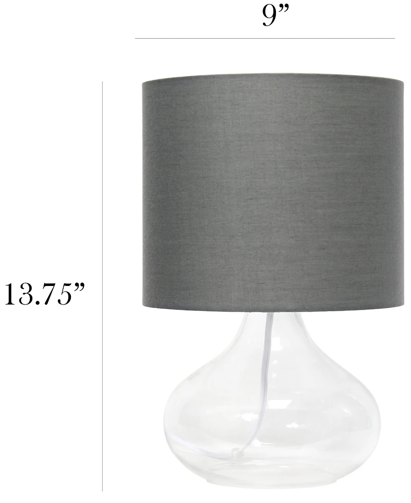 Simple Designs Glass Raindrop Table Lamp with Fabric Shade