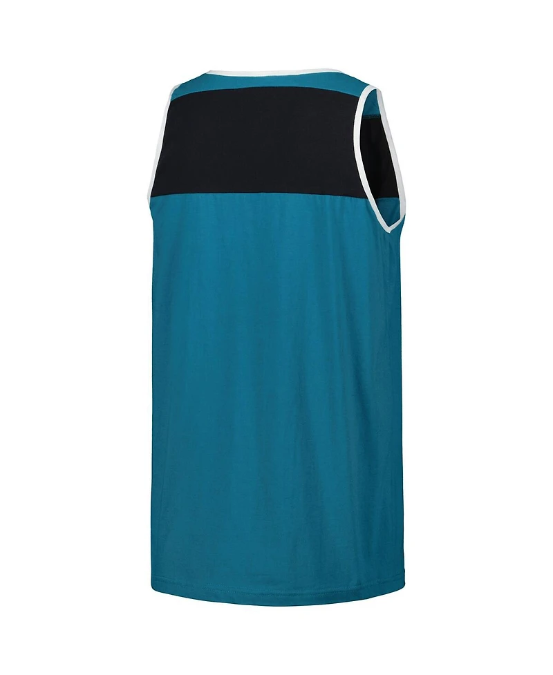Mitchell & Ness Men's Teal/Black Jacksonville Jaguars Gridiron Classics Heritage Colorblock Tank Top