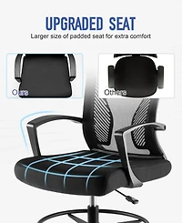 Sugift Ergonomic Drafting Chair Tall Office Chair with Foot Ring, Adjustable Height, Lumbar Support, Mesh Back