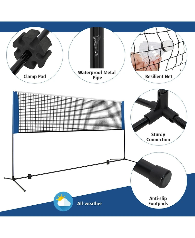 Skonyon 10/14 Feet Adjustable Badminton Net Stand with Portable Carry Bag-10 Feet