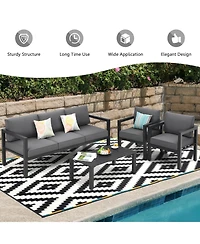Sugift 4 Pieces Set Outdoor Furniture Set for Backyard and Poolside