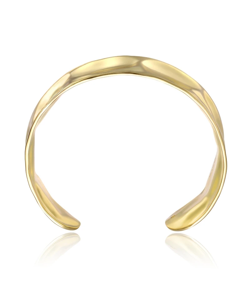 14K Gold Plated Hammered Finish Bangle Bracelet Cuff