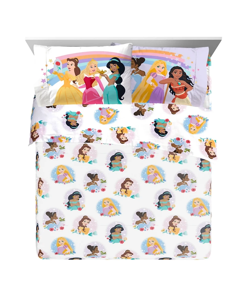 Sunny Side Up Disney Princess Rainbow Stars Twin Bed Set with Sham