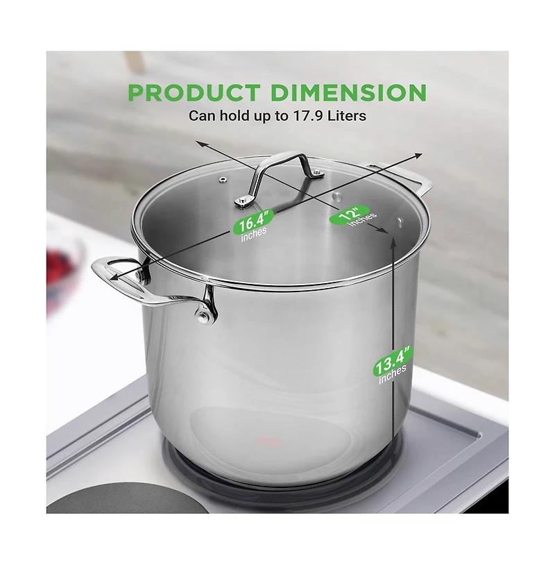 NutriChef Stainless Steel Cookware Stockpot - Quart, Heavy Duty Induction Pot