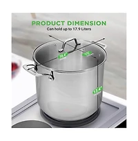 NutriChef Stainless Steel Cookware Stockpot - Quart, Heavy Duty Induction Pot