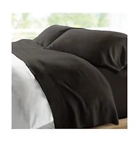Cariloha Retreat 4-Piece Sateen Sheet Set | Black Sand | Split King | Lyocell Material | Breathable, Corner Straps, Extra soft & Cooling