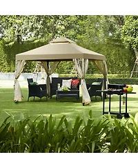 Sugift Outdoor 2-Tier 10 Feet x 10 Feet Screw-free Structure Shelter Gazebo Canopy
