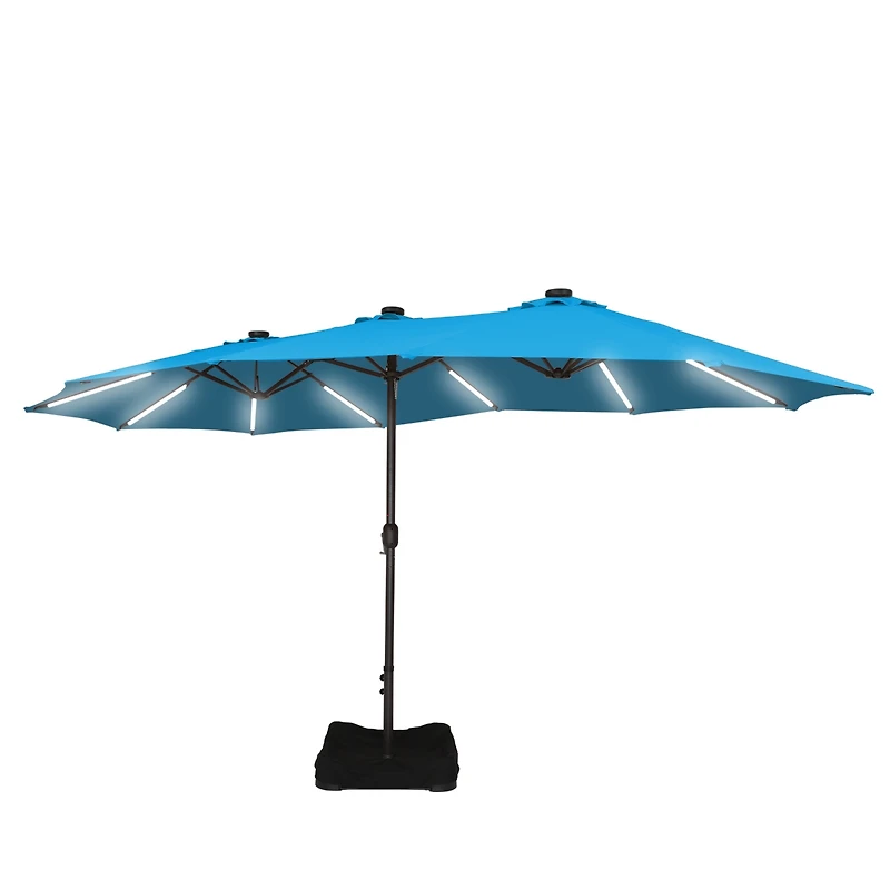 Casainc Outdoor Double-Sided Rectangular Led Light Market Umbrella With Base and Cover