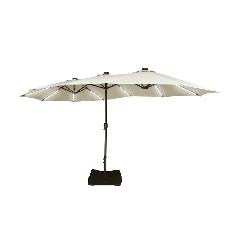 Casainc Outdoor Double-Sided Rectangular Led Light Market Umbrella With Base and Cover