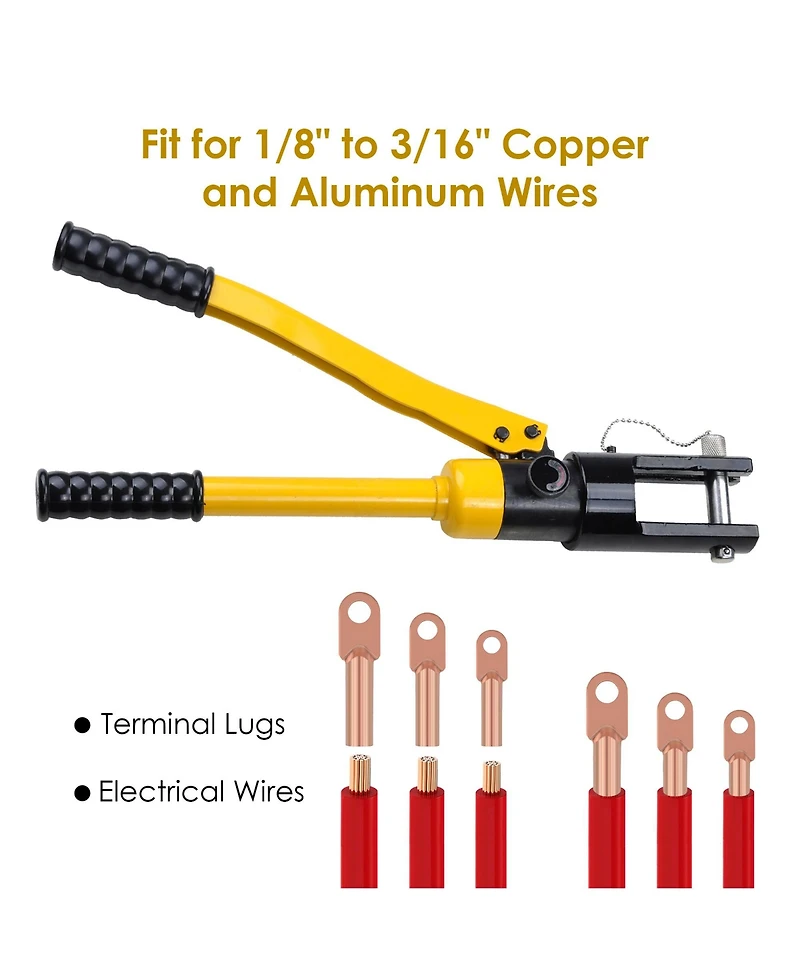 16 Ton Hydraulic Wire Battery Cable Lug Terminal Crimper Crimping Tool Kit w/ 11 Dies
