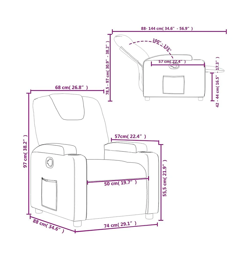 vidaXL Recliner Chair Gray Faux Leather