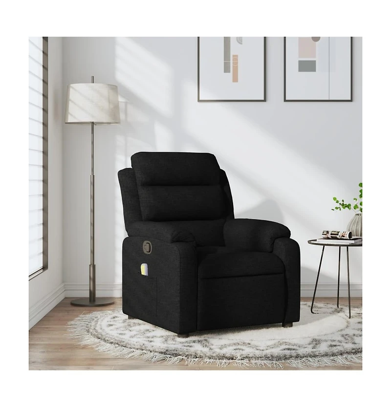 vidaXL Massage Recliner Chair Black Fabric