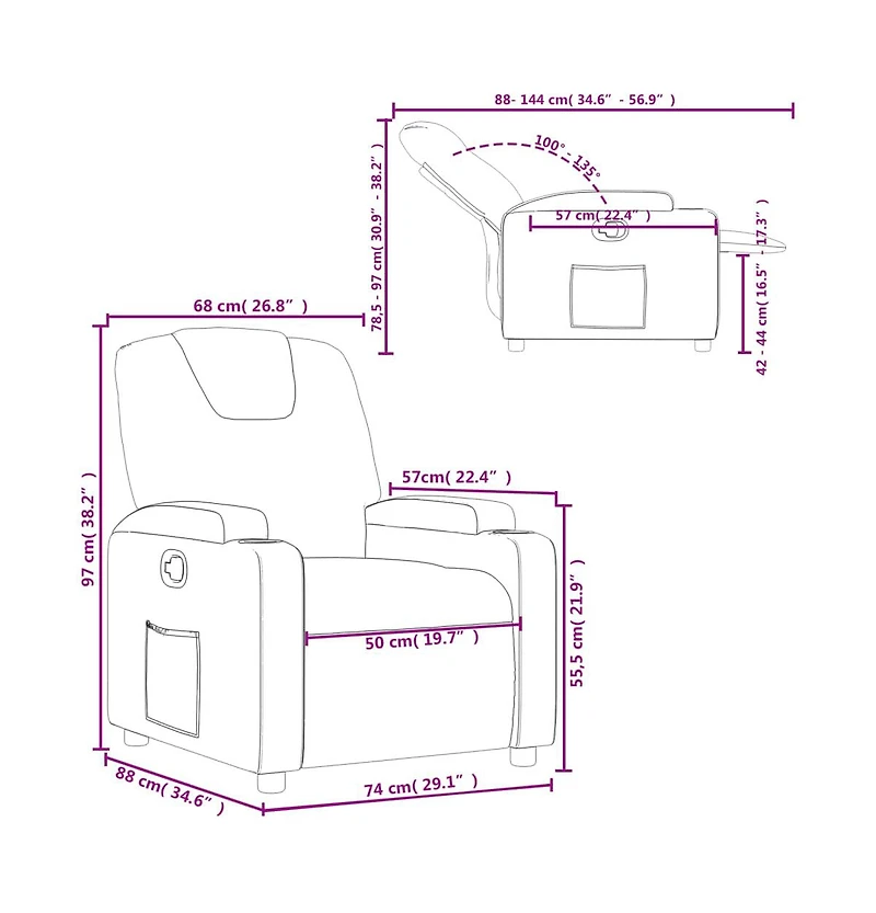 vidaXL Recliner Chair Gray Faux Leather