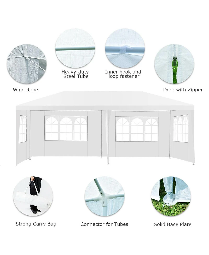 Sugift 10 x 20 Feet 6 Sidewalls Canopy Tent with Carry Bag-White