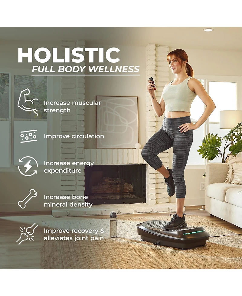 Sunny Health & Fitness Fitboard 4D Vibration Plate Wellness Machine for Toning Weight Loss & Lymphatic Drainage, Oscillation Therapy Platform