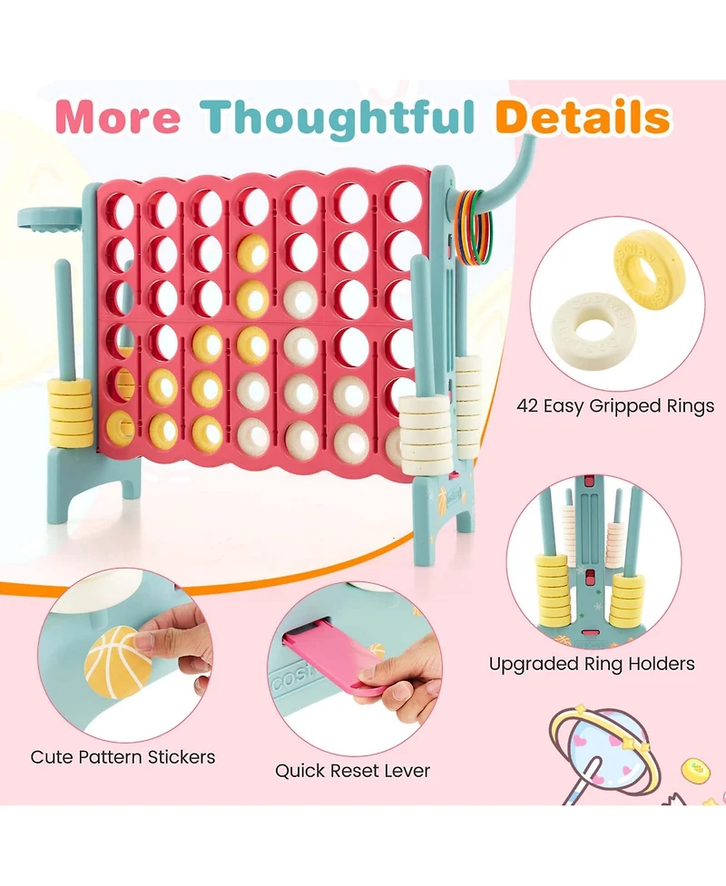 Jumbo 4-to-Score 4 A Row Giant Game Set with Carry Bag Stickers for Kids Adults