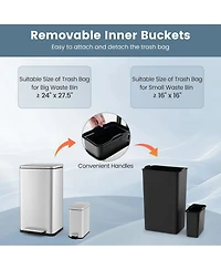 2 Pack Trash Can Combo Set with Step-on Pedal Removable Inner Buckets for Kitchen