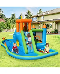 Inflatable Water Slide Kids Bounce House Splash Pool without Blower