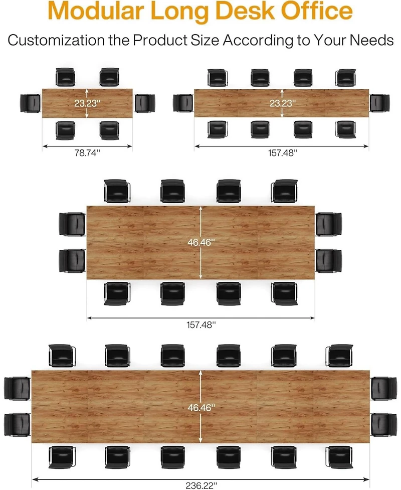 Tribesigns 13FT Conference Table, Large Rectangle Conference Room Table, Long Meeting Seminar Table Business Tables for 10-14 People (Two Tables)