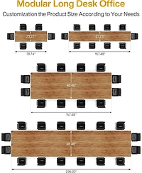 Tribesigns 13FT Conference Table, Large Rectangle Conference Room Table, Long Meeting Seminar Table Business Tables for 10-14 People (Two Tables)