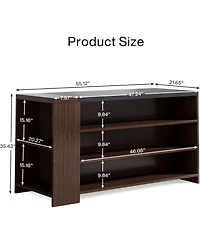Tribesigns 55" Kitchen Island with Storage, Farmhouse 5-Tier Stationary Island Table with 5 Shelves, Wood Coffee Bar Table Storage Cabinet with Large