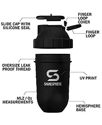 ShakeSphere Tumbler: Protein Shaker Bottle and Smoothie Cup, 24 oz - Bladeless Blender Cup Purees Raw Fruit with No Blending Ball