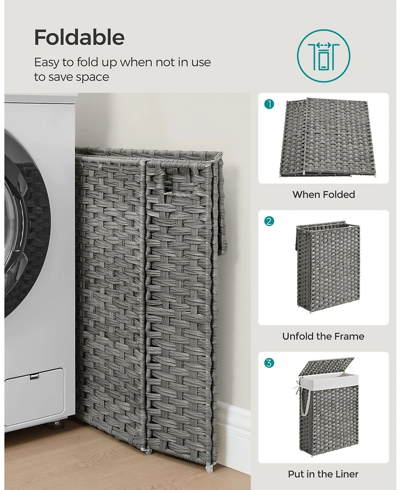 Slickblue Slim Laundry Hamper with Lid Compact and Stylish for Efficient Storage