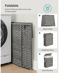Slickblue Slim Laundry Hamper with Lid Compact and Stylish for Efficient Storage