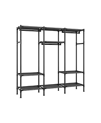 Slickblue 74.8” High Clothes Rack with Hanging Rails in Black