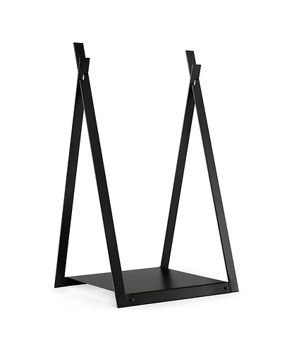 Skonyon Triangle Firewood Rack with Raised Base for Fireplace Fire Pit-Black