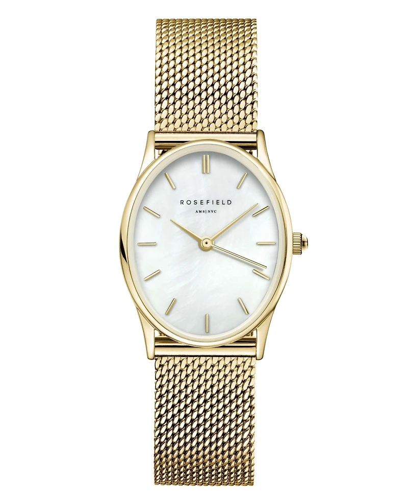 Rosefield Oval Women's Gold Tone Stainless Steel Mesh Bracelet Watch 29mm