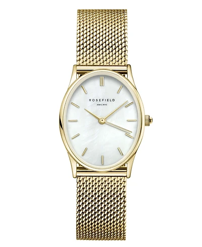Rosefield Oval Women's Gold Tone Stainless Steel Mesh Bracelet Watch 29mm