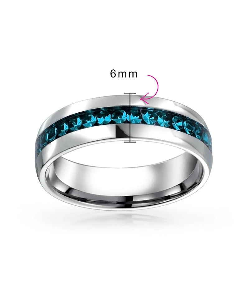 Bling Jewelry Channel Set Crystal Eternity Band Ring Stainless Steel 6MM