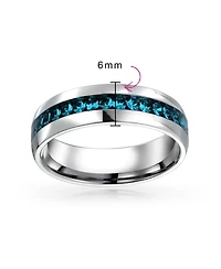 Bling Jewelry Channel Set Crystal Eternity Band Ring Stainless Steel 6MM